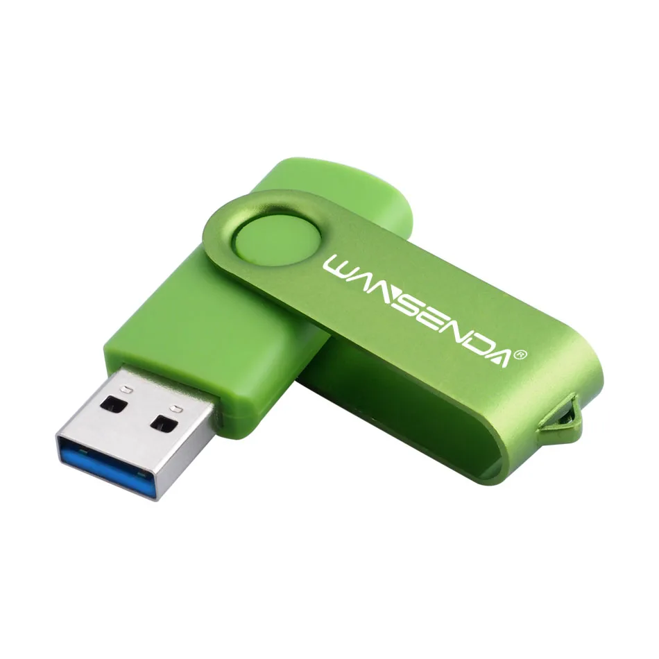 WANSENDA D300 USB флеш-накопитель 3,0, 128 ГБ, 64 ГБ, 32 ГБ, 16 ГБ, 8 ГБ, 4 Гб, вращающийся дизайн, карта памяти, флешка, посылка - Цвет: Зеленый