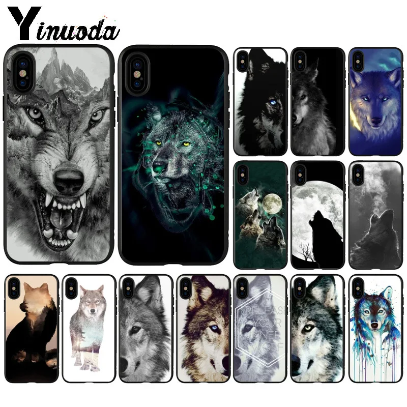 

Yinuoda Animal Wolf Soft Silicone TPU Phone Cover for Apple iPhone 8 7 6 6S Plus X XS MAX 5 5S SE XR Cellphones