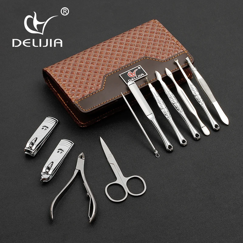 

11pcs Nail Clipper Kit Nail Care Set Pedicure Scissor Tweezer Knife Ear pick Utility Manicure Set Tools Free Shipping DeLiJia