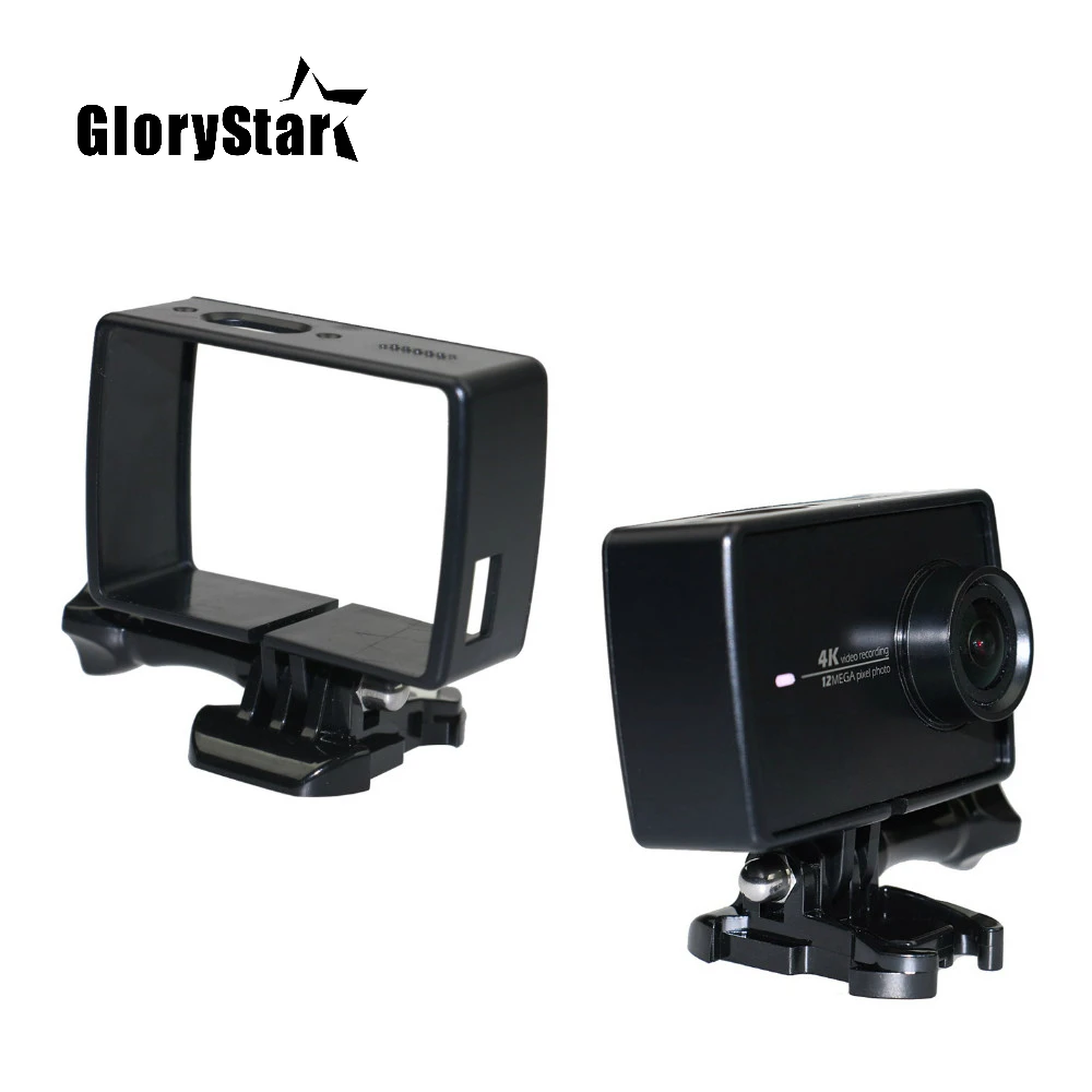 Kopen GloryStar Black Frame Clear View Beschermende Skeleton Behuizing Case Shell Voor Xiaomi Yi 4 k XiaoYi Camera Accessoires