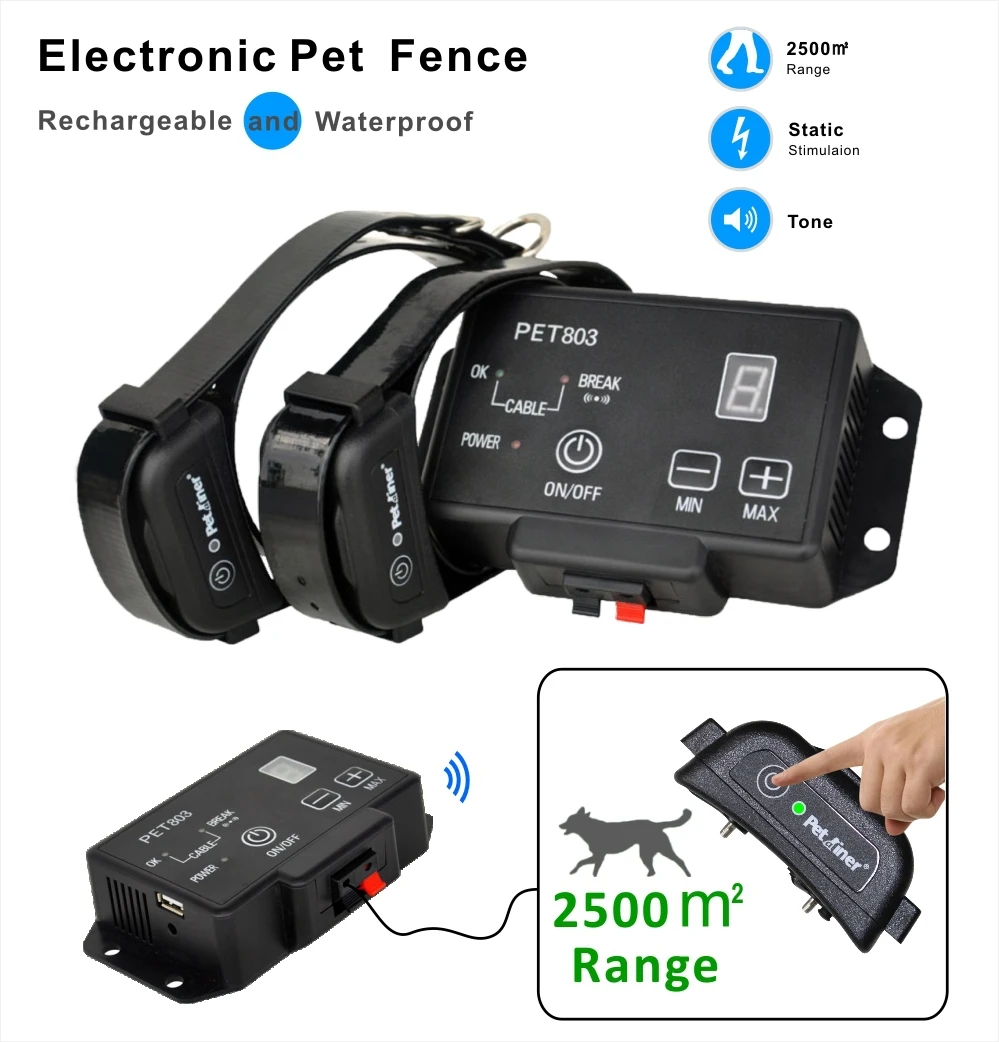 

JANPET 2 dogs control dog fence waterproof pet electronic fence with sound & shock function