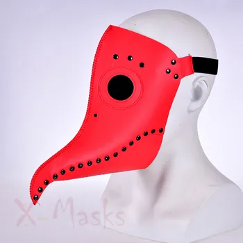 

Punk Masks Plague Doctor Anel Beak Mask Vintage man PU Leather Steampunk Bird Halloween Steam cosplay costume whtie black brown