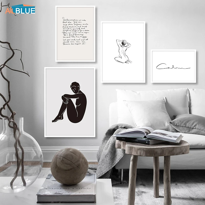 Flower Quote Women Body Canvas Painting Wall Art Posters And Prints Modern Wall Pictures For Living Room Nordic Decoration Home