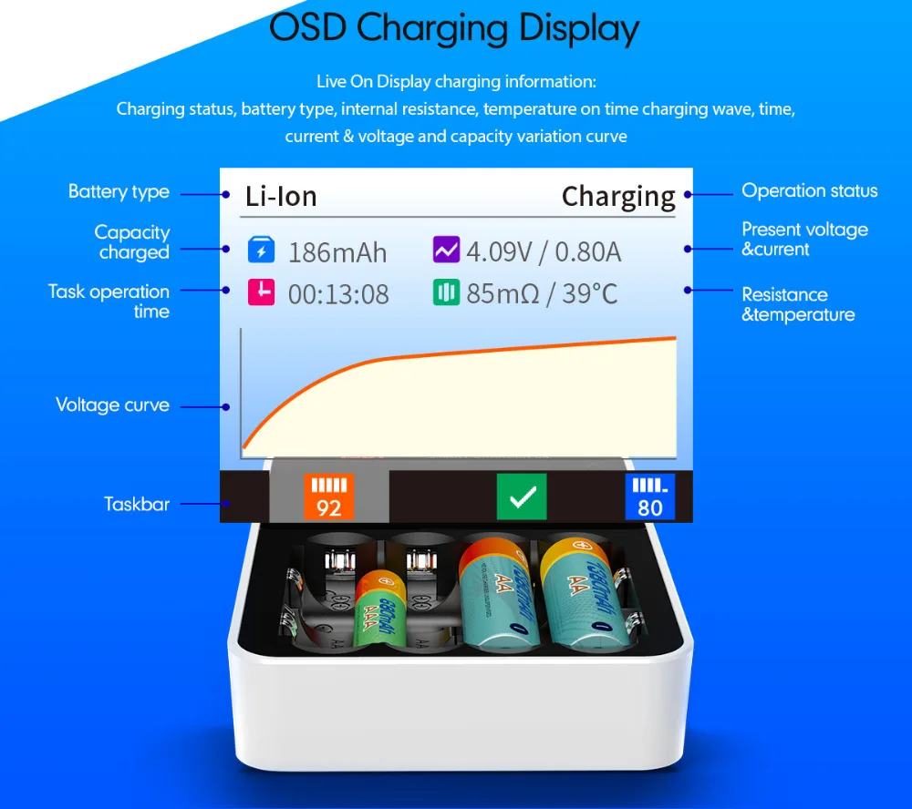 ISDT C4 8A сенсорный экран Смарт зарядное устройство экран с USB выходом для 18650 26650 AA AAA батареи запчасти и аксессуары