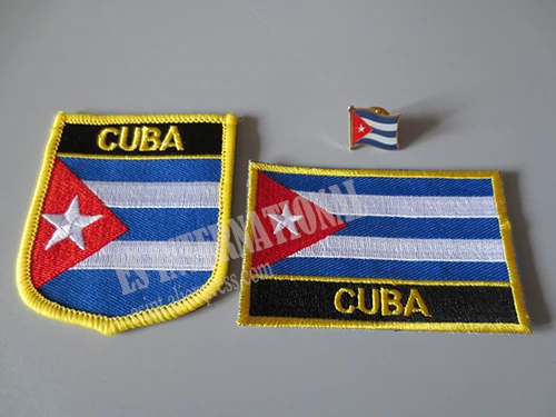 

National Flag Embroidery Patches and Metal Flag Lapel Pin CUBA