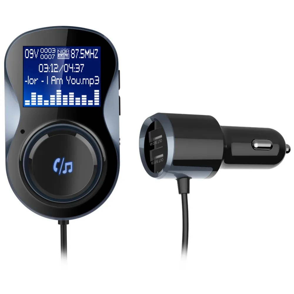 Nulaxy BC30 FM Transmitter in Car Handsfree FM Modulator with Dual 5V/2.1A 2.4A Output MP3 Play 1.4 LCD Screen 360 Rotating Nulaxy BC30 FM Transmitter in Car Handsfree FM Modulator with Dual 5V/2.1A 2.4A Output MP3 Play 1.4 LCD Screen 360 Rotating
