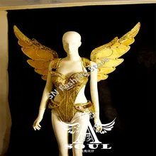 ES005 Gold mirror singer dance dress women ballroom led costumes supply stage cloth sexy catwalk events/bar party dj disco show