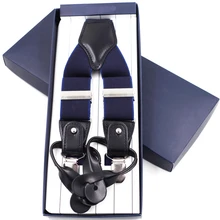 Двойные подтяжки на кнопках Модные мужские подтяжки 3 зажимы подтяжек повседневные подтяжки Регулируемый ремень ligas Tirantes3.5* 120 см