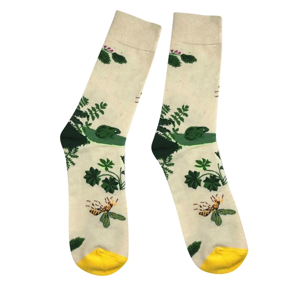 1 Pair Novelty Men’s Casual Cotton Crew Socks Stockings Brightly Colored Animal Patterns
