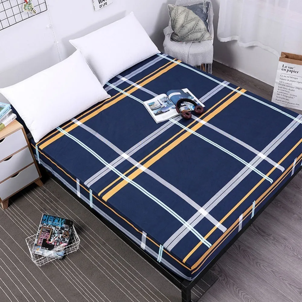 

1pcs Bed Protector Pad Waterproof Printing Mattress Cover Fitted Sheet Separated Water Bed Linens With Elastic Band Dust Proof