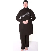 Черный Скромный Мусульманский купальник с полным покрытием, Исламский купальник для женщин, Арабская пляжная одежда, хиджаб, купальный костюм, бикини