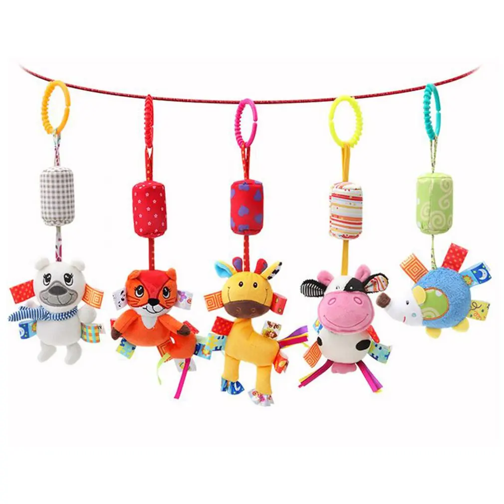 

Newborn Lathe Hanging Bell Toy Cotton Baby Rattle Hand Bell Toy Plush Animals Crib Stroller Hanging Animal Rattles Baby Toy Gift