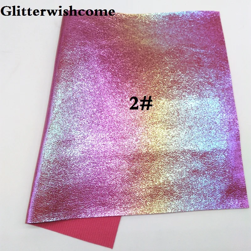 2 Glitterwishcome 21X29 см А4 Размер синтетическая кожа, переливчатая Радуга металлик искусственный из искусственной кожи Ткань Винил для бантов, GM072A - Цвет: 2
