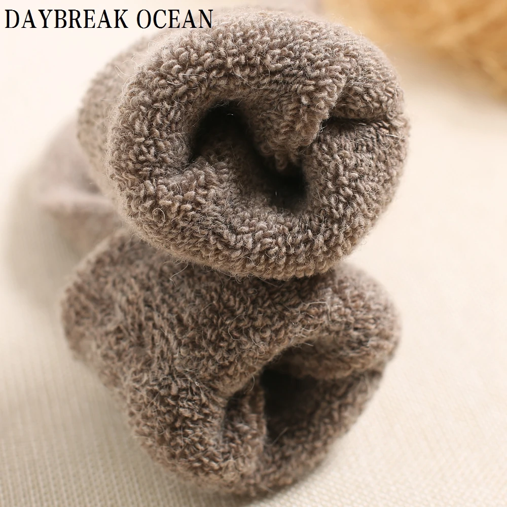Men's Crew Socks - 3 Pairs Angola Rabbit Terry Wool Socks for Casual Thicken Warmth in Autumn and Winter image 3