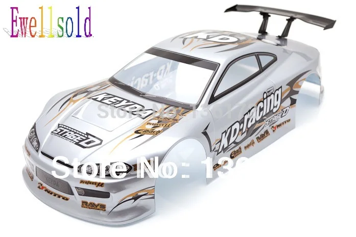 

Ewellsold 1/10 Radio Control Car 1/10 rc car body shell 195mm silver NO:S011s