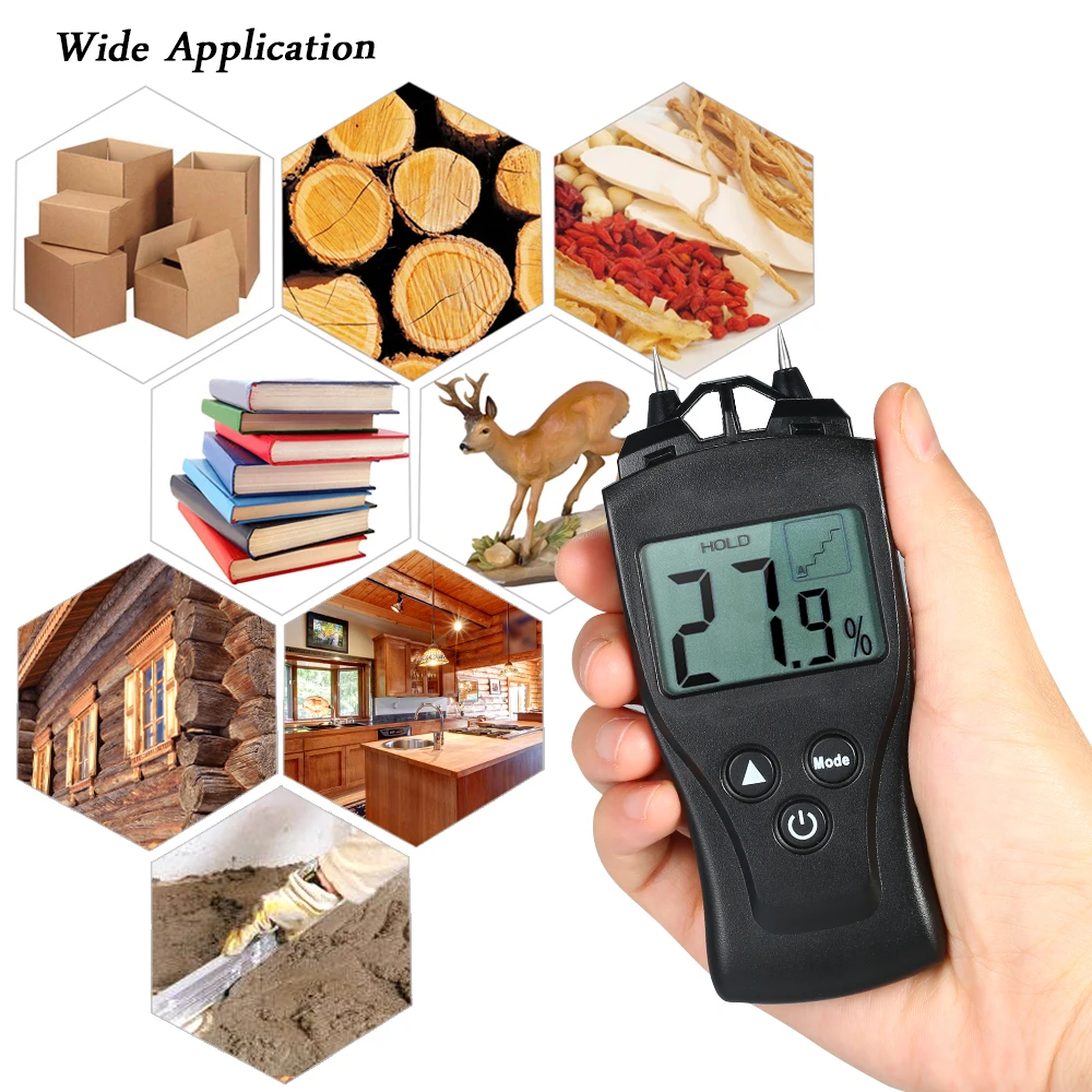 

Wood Moisture Meter 0%~54% 2 Pin Probe Digital Wood Humidity Meter LCD Timber Damp Detector Tester Moisture Analyzer Detector
