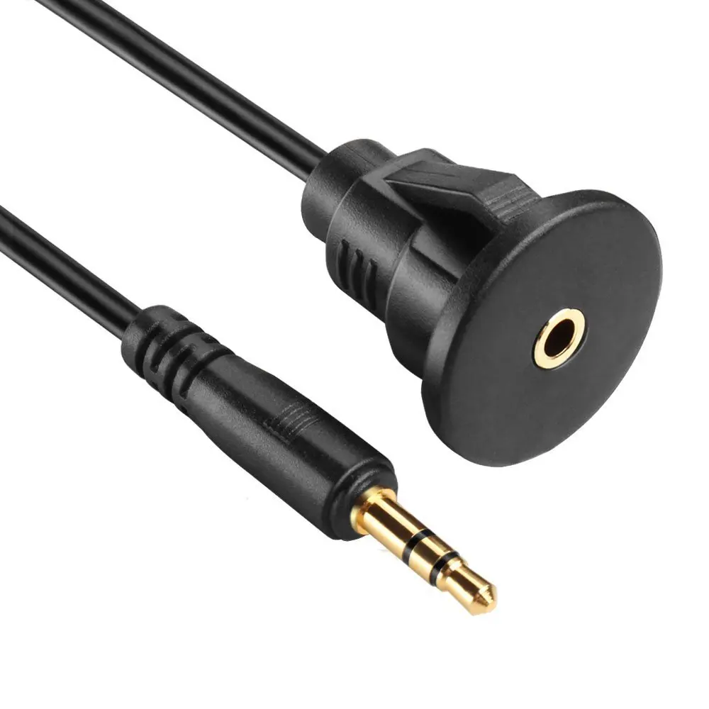 Lonleap 3.5mm AUX Dash Flush Mount Extension Cable Male to Female Dashboard Panel for Car Boat Motorcycle Styling