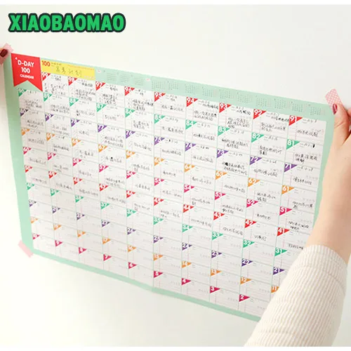 6 Sheets Lot 100 Days Countdown Calendar Day Planner