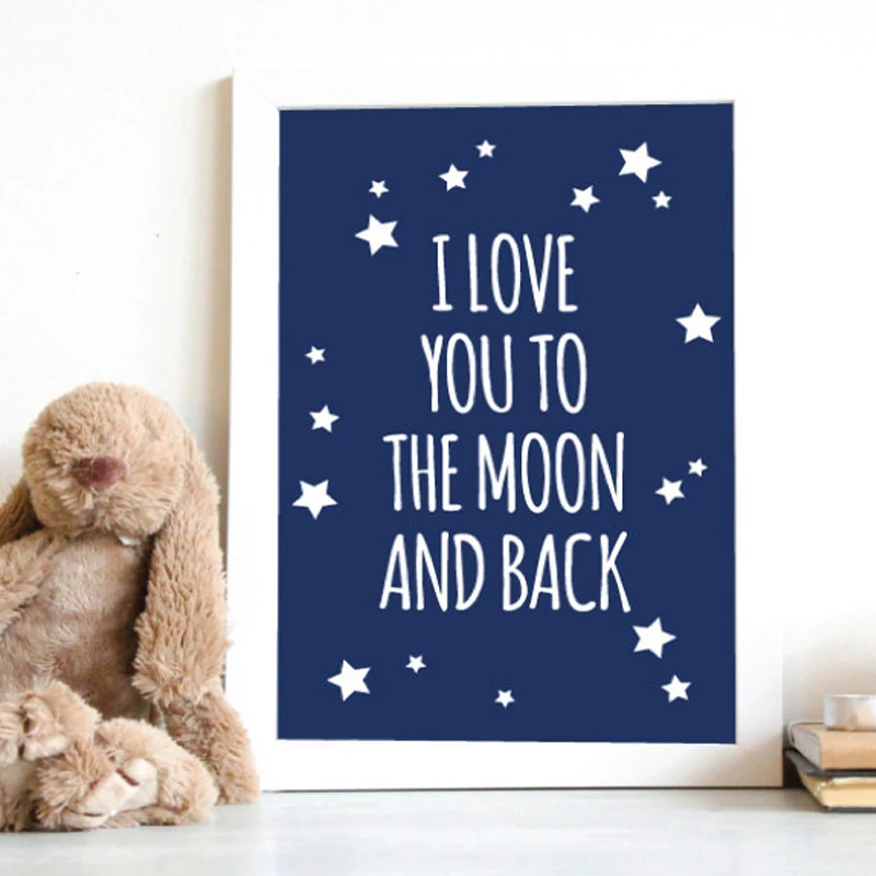 

I Love You To The Moon and Back Nursery Poster Canvas Printings Wall Art Cuadros Decoracion Nursery Kids Room Decor no frame