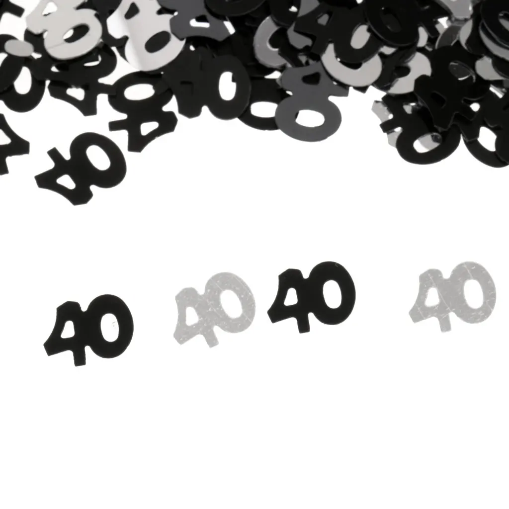 MagiDeal 40th 40 серебряный черный день рождения металлический стол конфетти Блестки для свадьбы/юбилея спринклеры scaters-15 г сумка