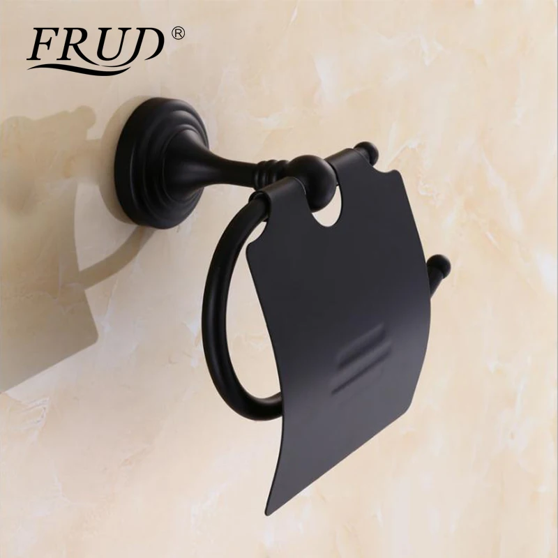 

Frud Vintage Black Copper Toilet Paper Holder Hotel Bathroom Wall-mounted Tissue Box Toilet Paper Holder Hardware Pendant Y38031
