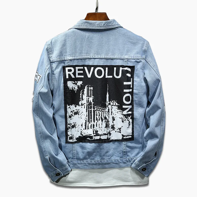 mens jackets streetwear mens coats and jackets Cotton hole Casual men jeans coat clothing dropshipping