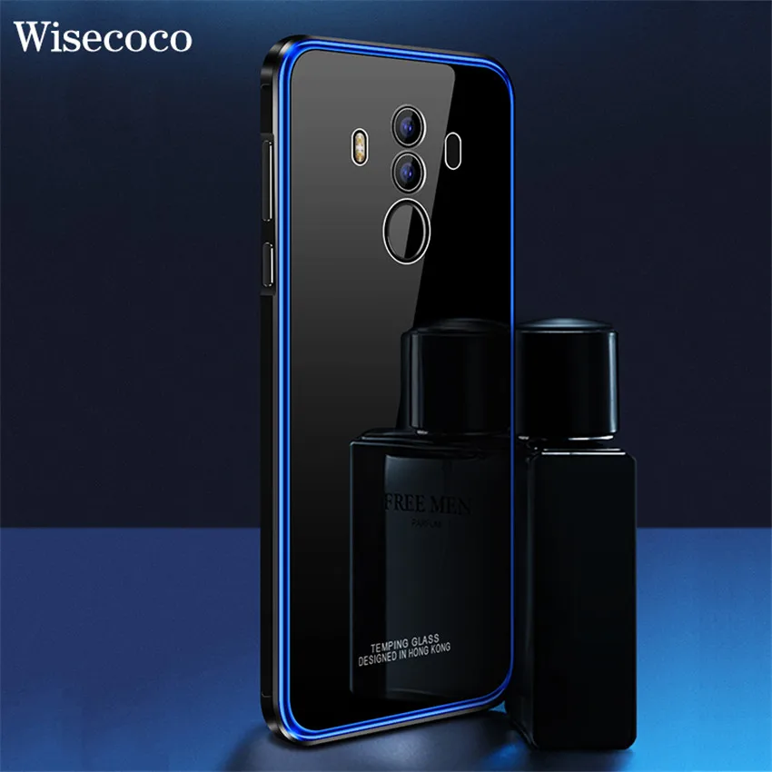 Metal Bumper Case For huawei mate 10 Luxury Plating Frame Hard Clear Tempered Glass Mirror Thin Cover hawei hauwei pro | Мобильные