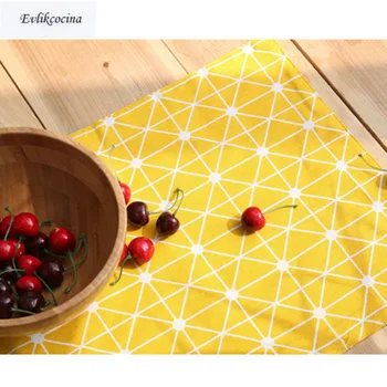 

Free Shipping Yellow Checkerboad Placemat Dining Table Coaster Cloth Insulation Coffe Tea Cup Pad Kitchen Tovaglietta for Table