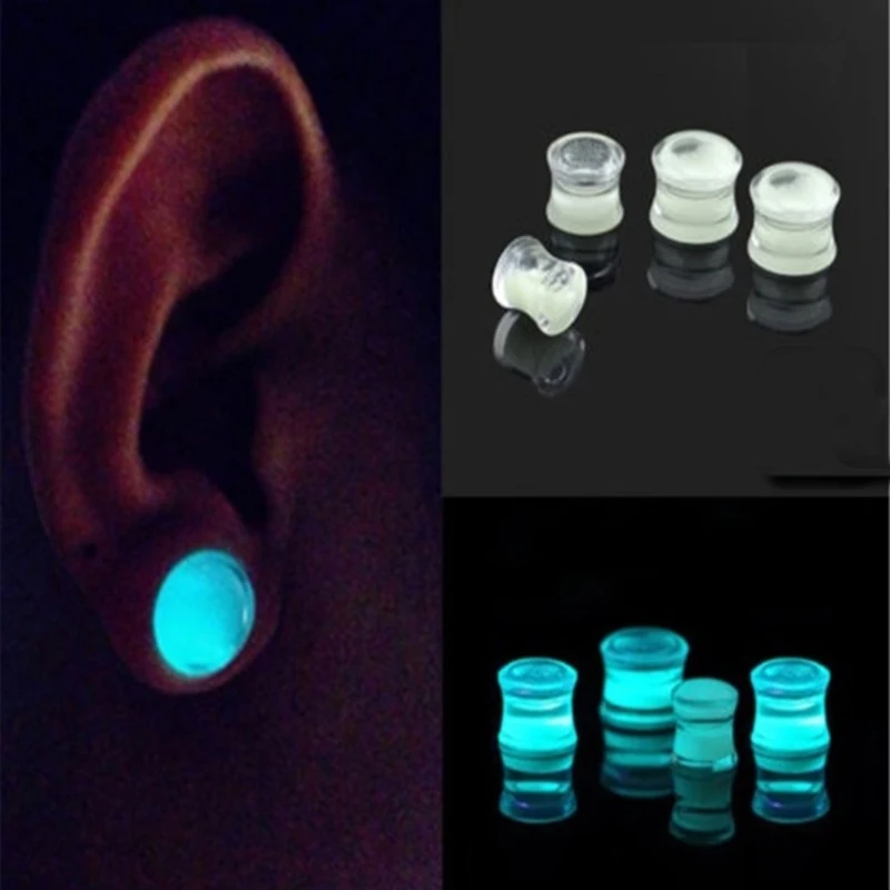 

6-20mm glow in dark blue liquid ear plug flesh tunnel gauge body piercing jewelry 64pcs Plug and Tunnel