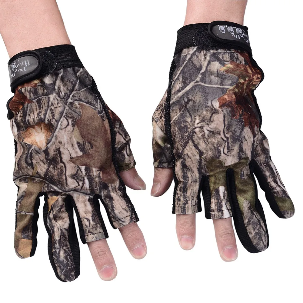 

Free Shipping Half Finger Fishing Gloves Camouflage Pattern Slip-Resistant Cotton Gloves Anti Slip Fishing Rod Tackle Gloves
