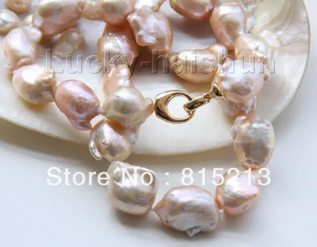 

ddh00354 luster 22mm pink Reborn keshi pearls necklace filled gold clasp 28% Discount