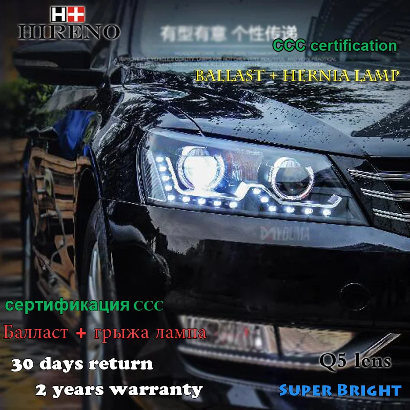 Hireno Car styling Headlamp for 2011-2015 Volkswagen Passat B7 Headlight Assembly LED DRL Angel Lens Double Beam HID Xenon 2pcs |