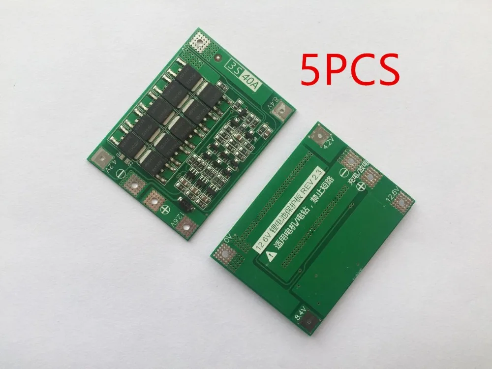 

5PCS 3S 40A Li-ion Lithium Battery Charger Protection Board PCB BMS with Balancer For Drill Motor 11.1V 12.6V Lipo Cell Module