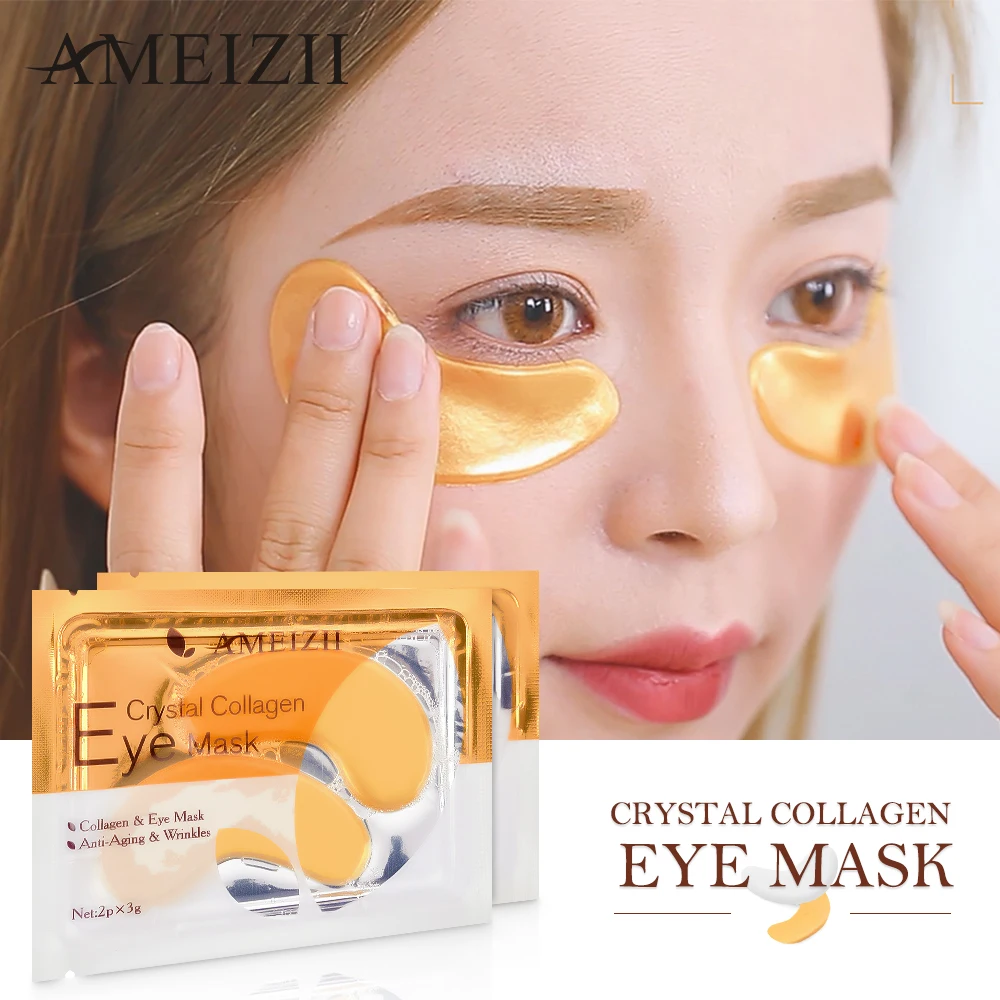 

AMEIZII 10Pcs=5Packs 24k Gold Crystal Collagen Eye Mask Ageless Anti Aging Eye Bags Dark Circles Moisturizing Eye Patches Masks