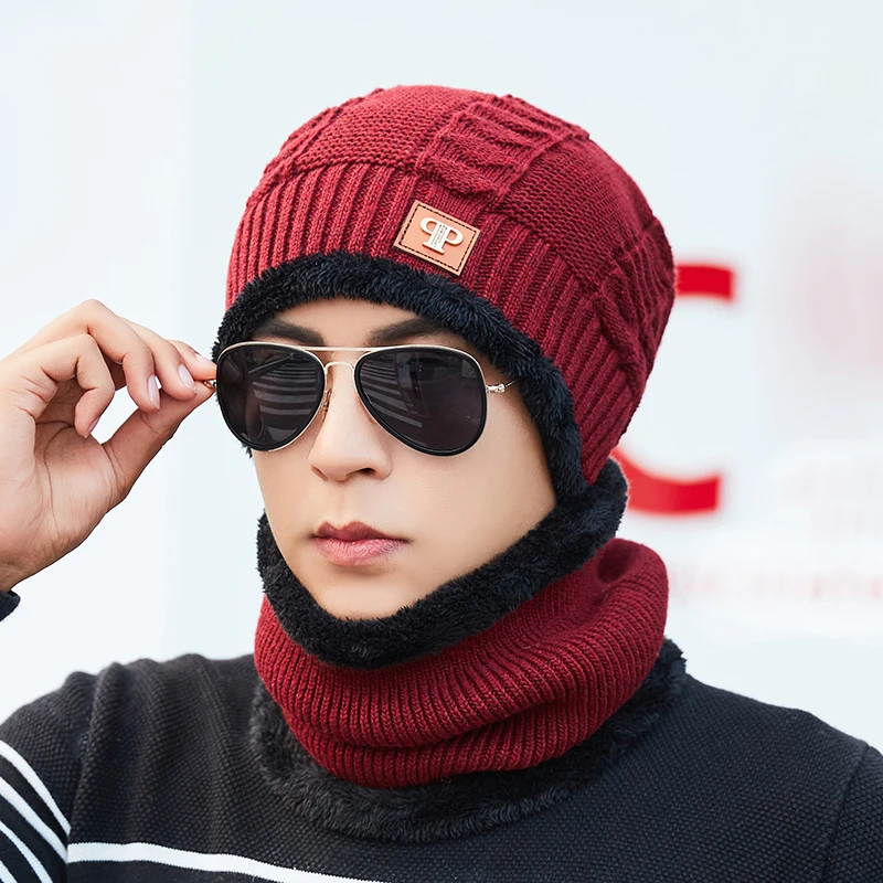 Skullies Beanies мужской шарф вязаная шапка мужская плюс warm шапка теплая шерсть толстые зимние шапки для мужчин и женщин шапка бини