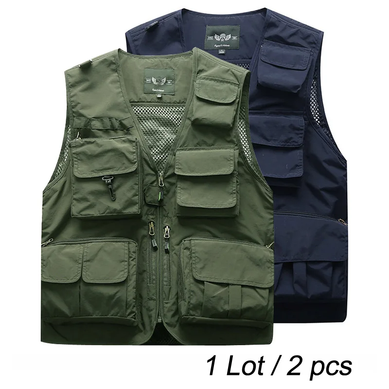 2 шт./лот, мужские летние тактические жилеты Militar, мужская верхняя одежда, куртка с несколькими карманами, куртка-карго без рукавов S-4XL, M7898