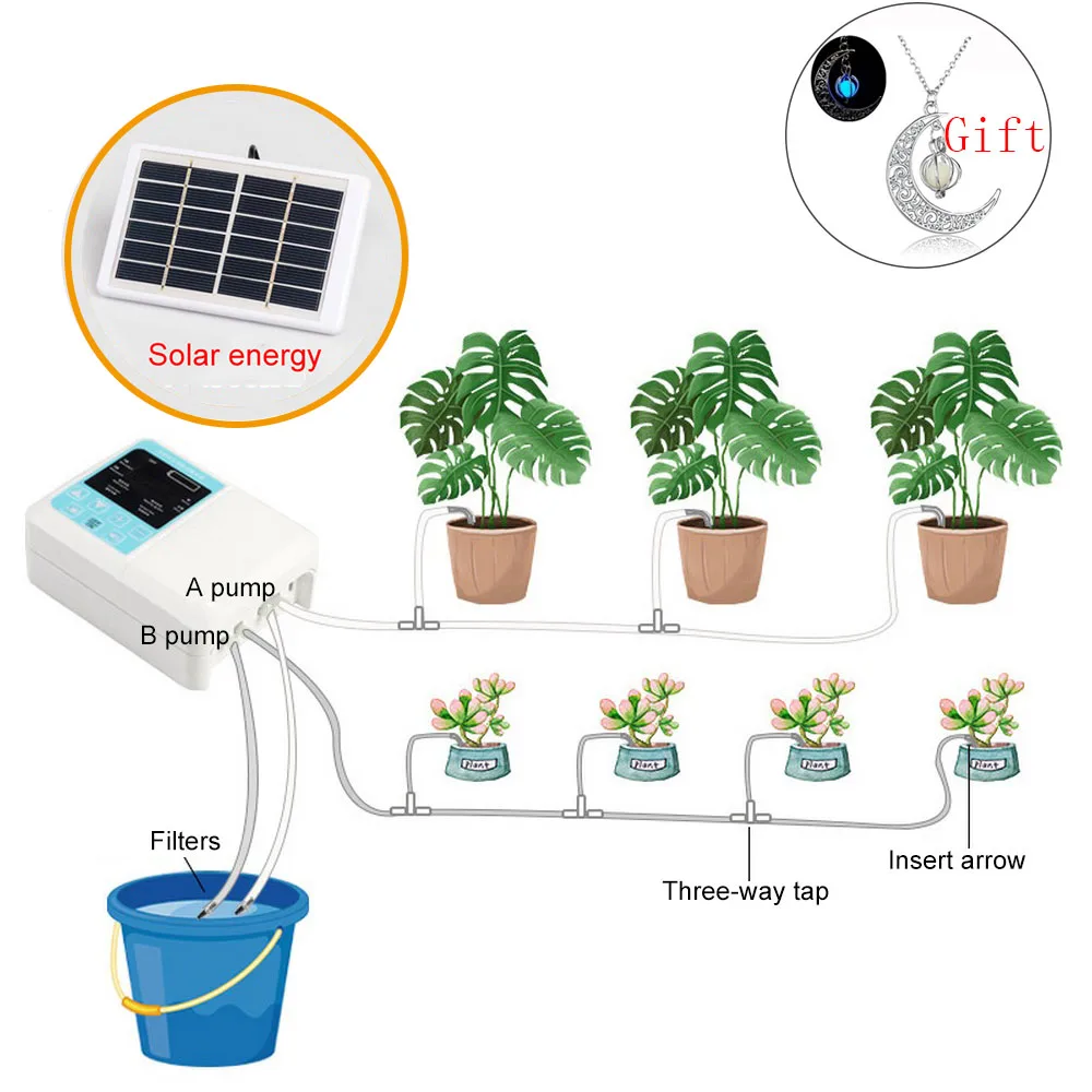 

2019 New Intelligent Garden Automatic Watering Device Solar Energy Charging Water Pump Timer System Potted Plant Drip Irrigation