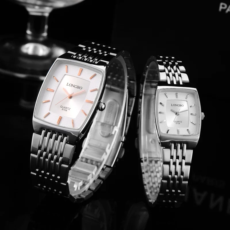 

Longbo Brand relogio masculino Ultrathin Square watch men full stainless steel quartz Wristwatches Analog watch men montre homme