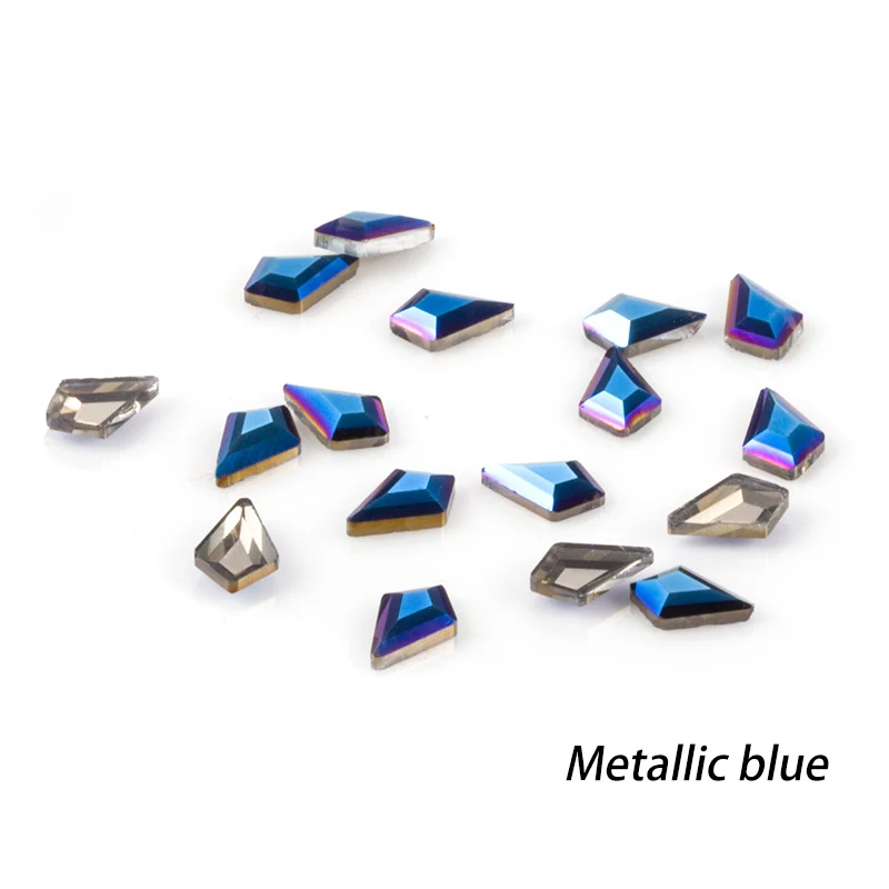 20 шт Стразы для ногтей, Кристальные стеклянные цветные стразы с плоским основанием для 3D украшения для ногтей - Цвет: Metallic blue