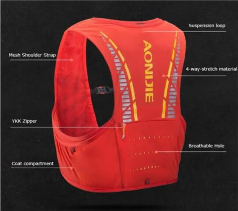 AONIJIE Running Bag Hydration Backpack Rucksack Bag Vest Harness Water Bladder Hiking Camping Marathon Race 5L