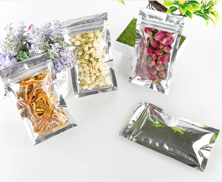 100 шт 13*7 см многоразовый мешок Ziplock упаковка для пищевых продуктов фольга