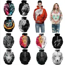 Толстовка с капюшоном, куртка, пальто с 3D графическим животным принтом, джемпер с карманами, топы, толстовка с капюшоном