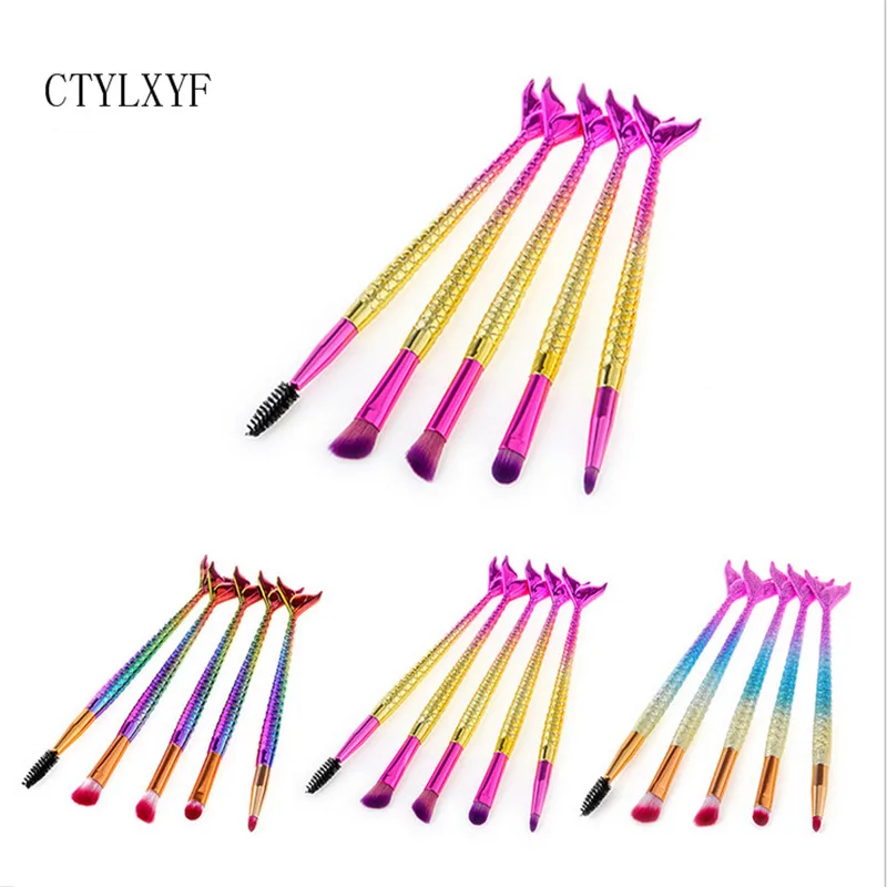 

10Pcs CTYLXYF Makeup Makeup Tools Mermaid + Little Fat Fish Combination Eye Mask Fan Eye Shadow Brush