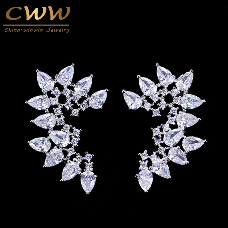 CWWZircons брендовые трендовые женские ювелирные изделия высшего качества из стерлингового серебра 925 новая мода CZ циркония серьги-гвоздики для женщин CZ186