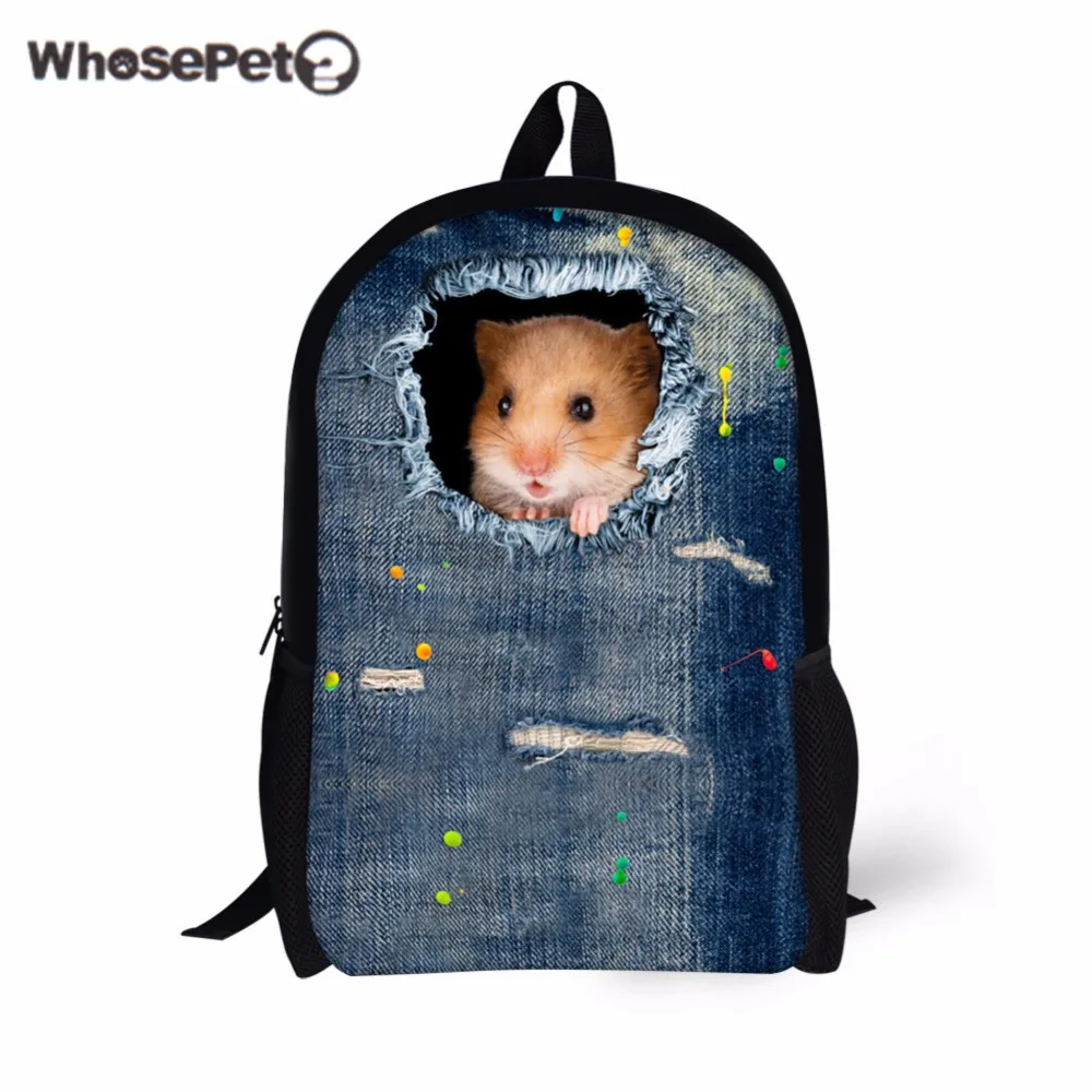 

WHOSEPET Women Large Capacity 3D Animal Printed School Bags for Teenagers Girls Cute Cats Printing Bags For Student Bookbag