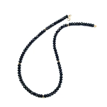 

LiiJi Unique Women Choker Necklace Real Black Spinel 4x6mm Faceted Beads 925 sterling silver Gold Color Drop shipping