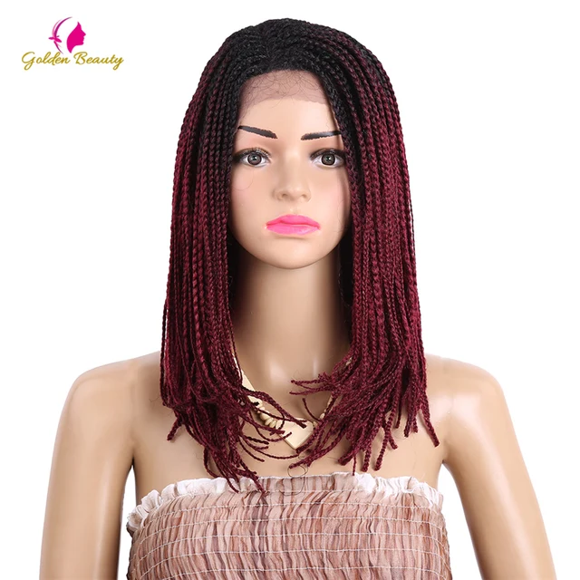 Golden Beauty 16inch Box Braid Bob Wig With Baby Hair Braided Golden Beauty 16inch Box Braid Bob Wig With Baby Hair Braided Synthetic Lace Front Wigs For