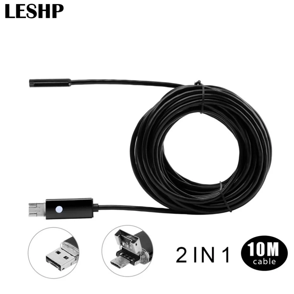 

8.0mm 10M Endoscope Camera 2 in 1 Cable 6LED USB Waterproof Borescope Inspection Camera For Android Smart Phone PC Laptop