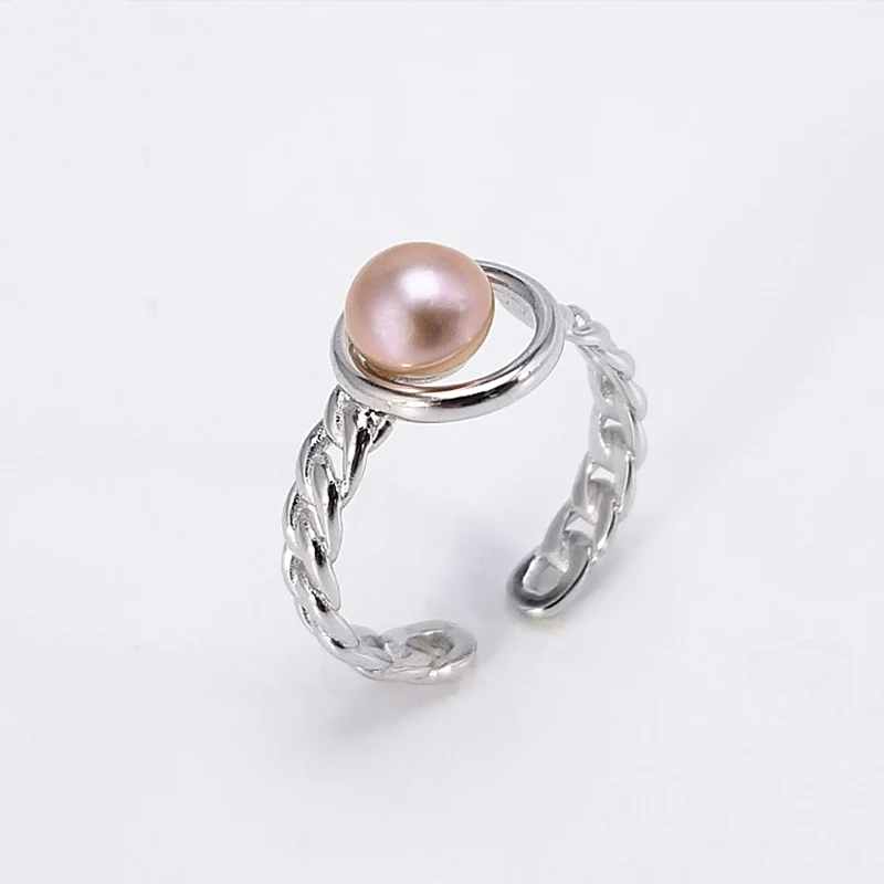 

Sterling Silver Braided Shape Freshwater Pearl Ring Woman Oyster Pearl Adjustable Ring Mounting Accessory Fit 6-8mm Bead