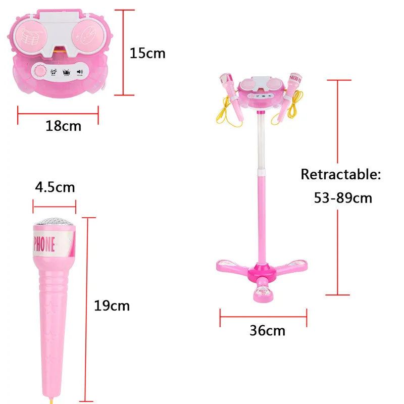 Новое поступление Розовые Детские музыкальные игрушки набор с 2 микрофонами караоке машина Регулируемая подставка пение Дети Забавный